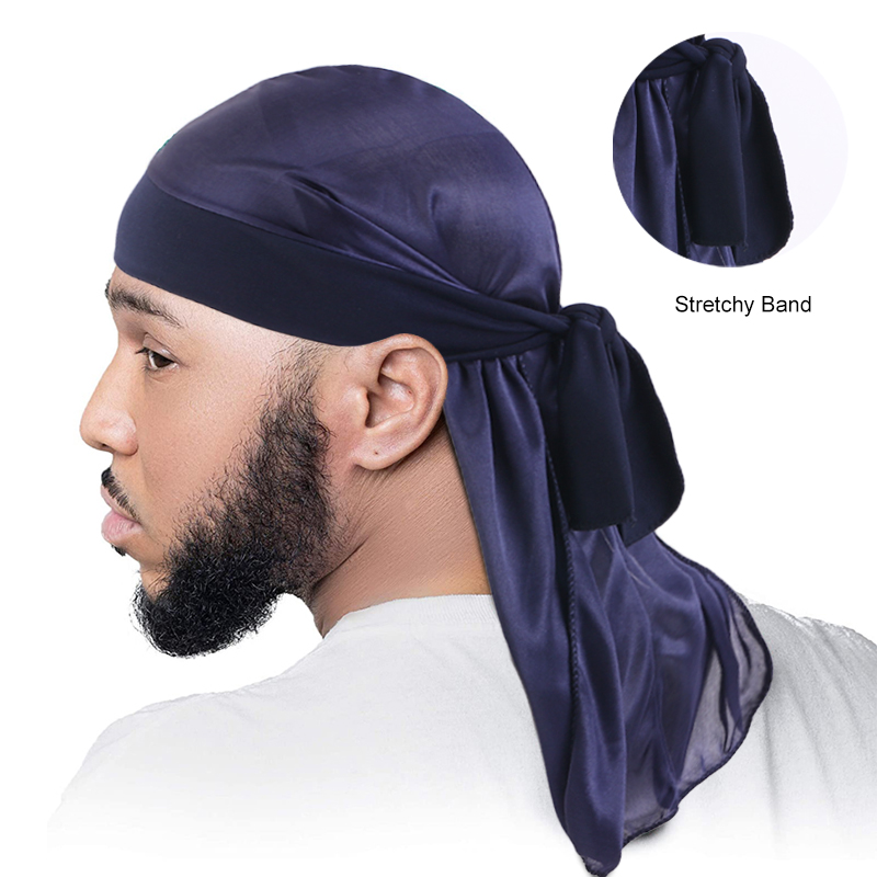 Men'S Fashion With Hat - Мужские шелковистые банданы Durags, тюрбан, эластичные