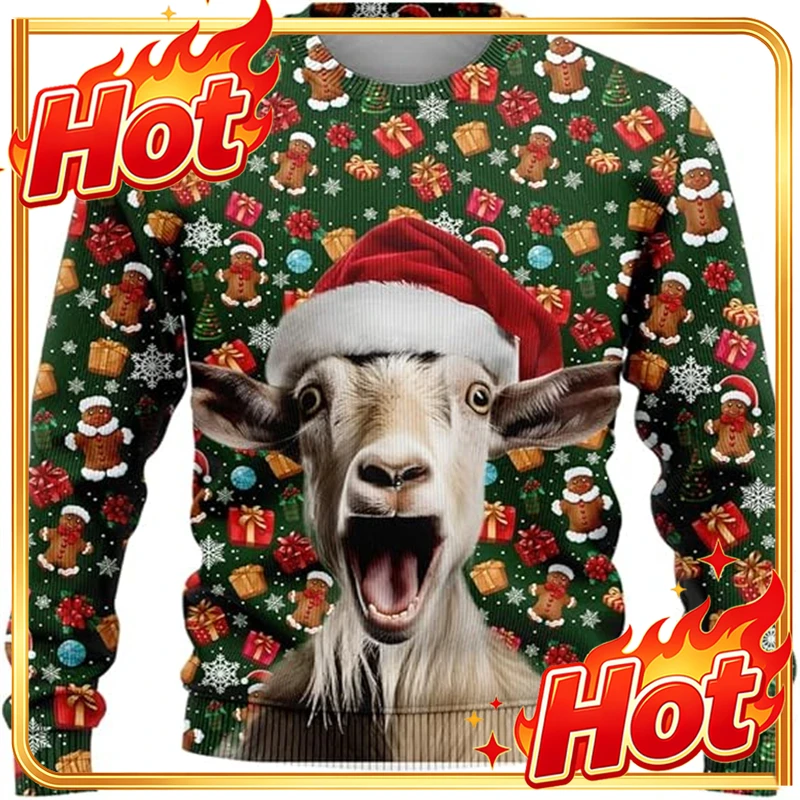 Mens Fashion Clothes - Забавный свитер с изображением козы, необычный