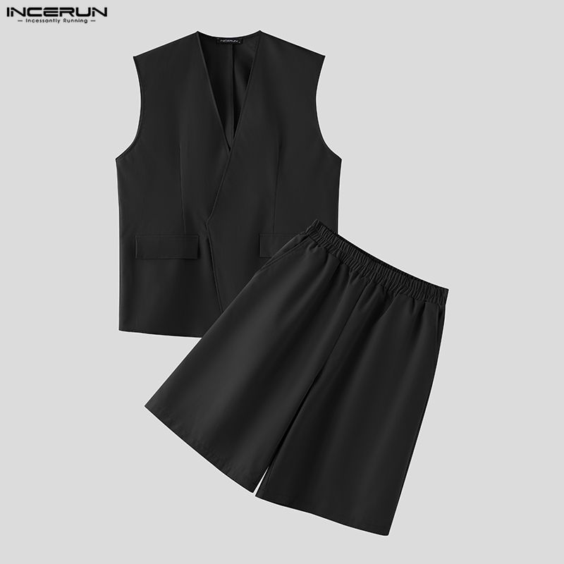 Mens Fashion Summer - Мужской комплект INCERUN: однотонные жилеты с
