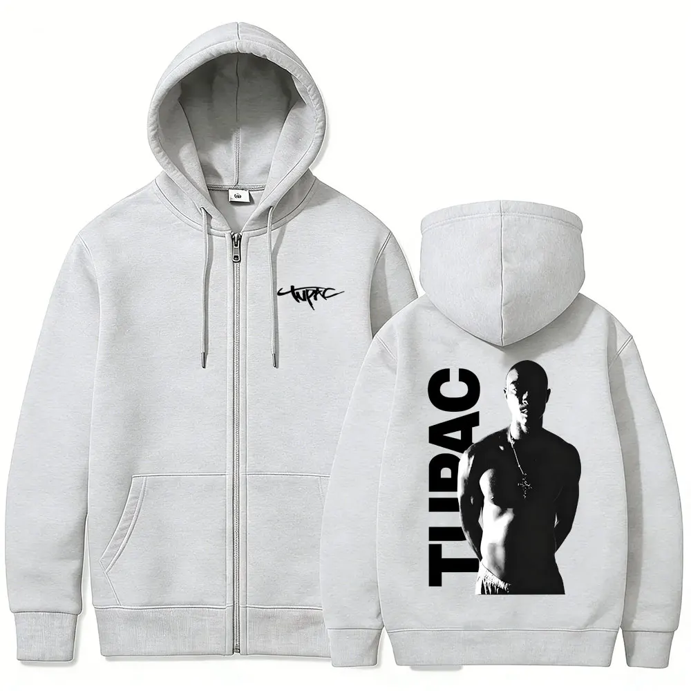 Mens Fashion Zip Up Hoodies - Репер Тупак 2pac, толстовка на молнии,